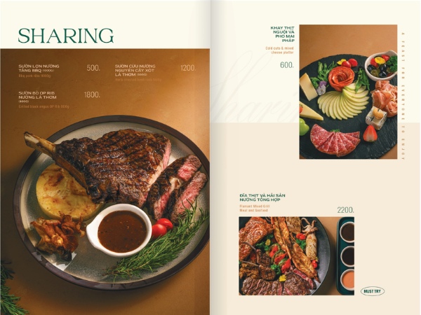 Thực đơn Bistro có mức giá hợp lý, phù hợp mọi phân khúc khách hàng