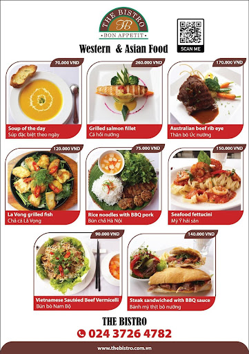 Thực đơn Bistro có mức giá hợp lý, phù hợp mọi phân khúc khách hàng